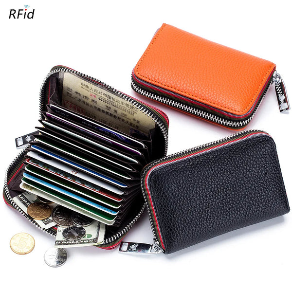 Women Small Zipper Rfid ID Accordion Wallet