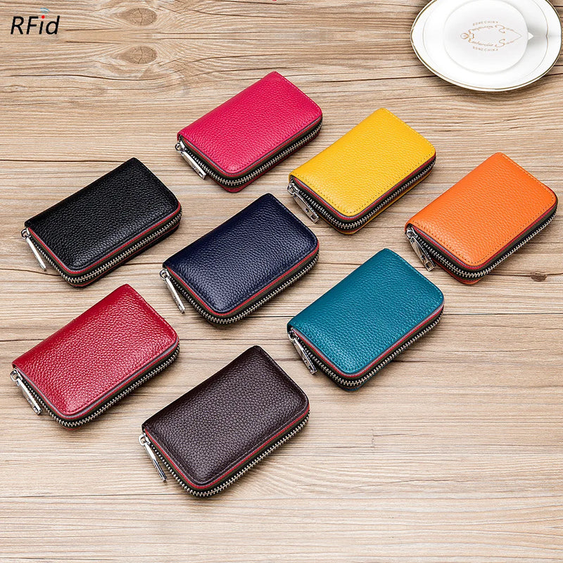 Women Small Zipper Rfid ID Accordion Wallet