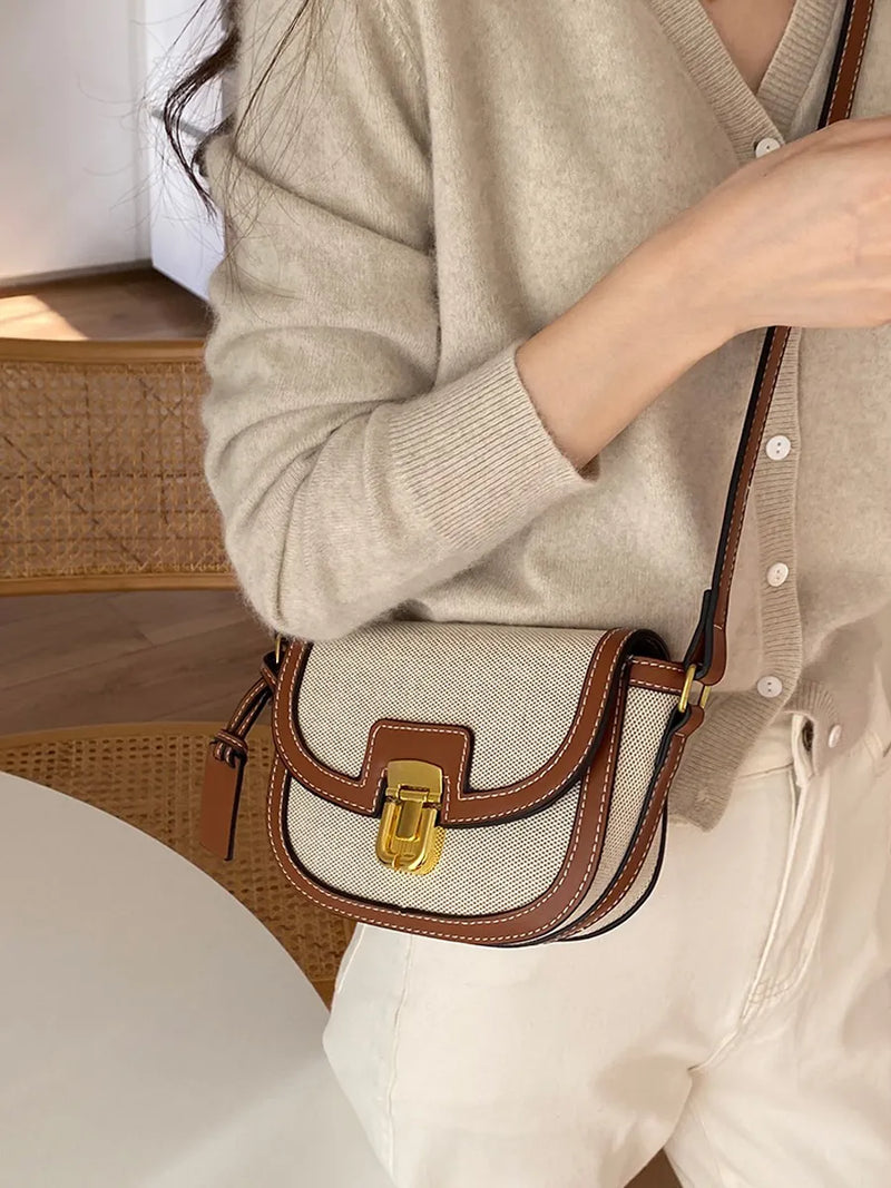 Small Canvas Retro Crossbody Saddle Bag