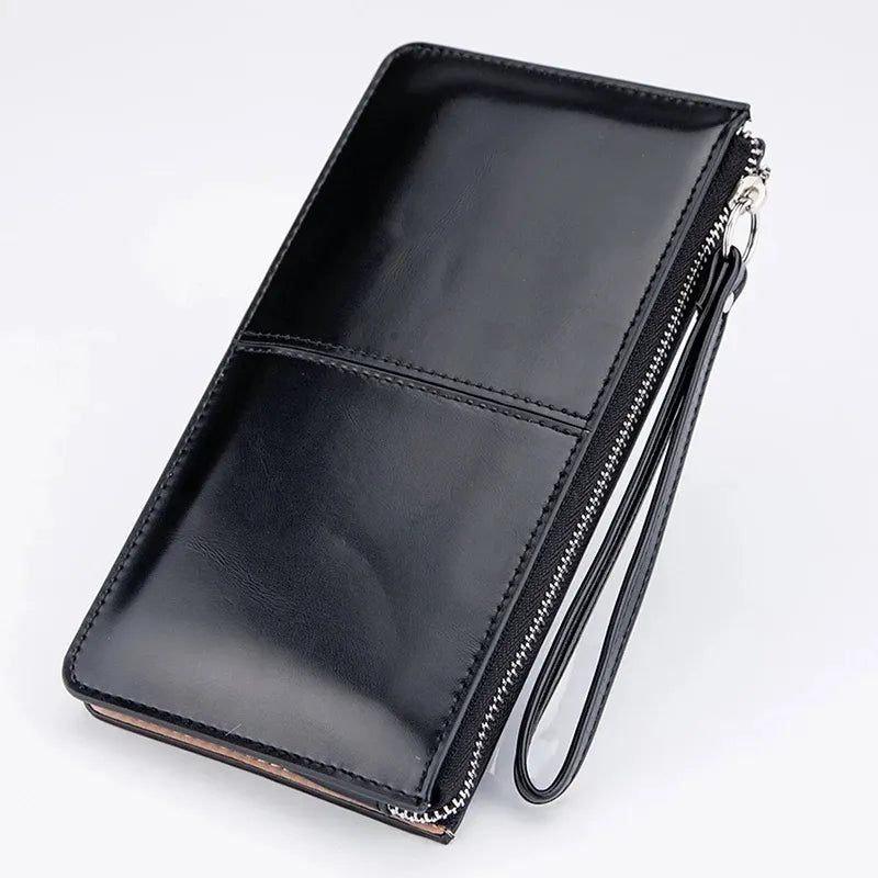 Women's Vintage Oil Wax Zipper Clutch Wallet