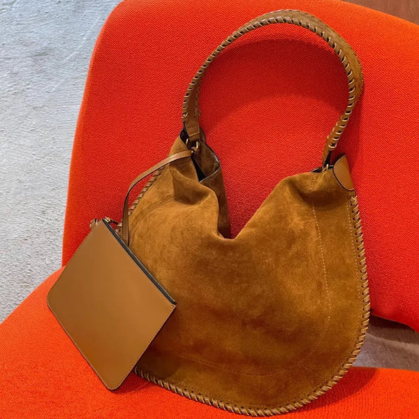 Vintage Faux Suede Women Handbag