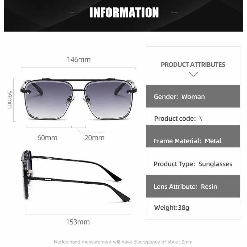 Square UV400 Men Metal Frame Sunglass