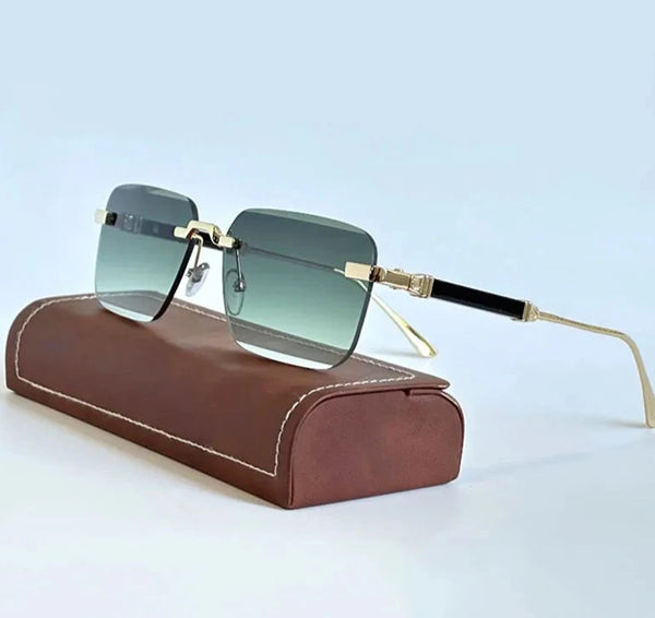 Square Vintage Rimless Sunglasses