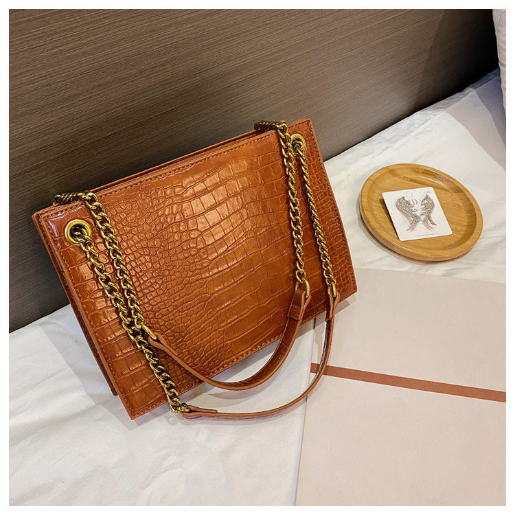 Crocodile Pattern Chain Handbag