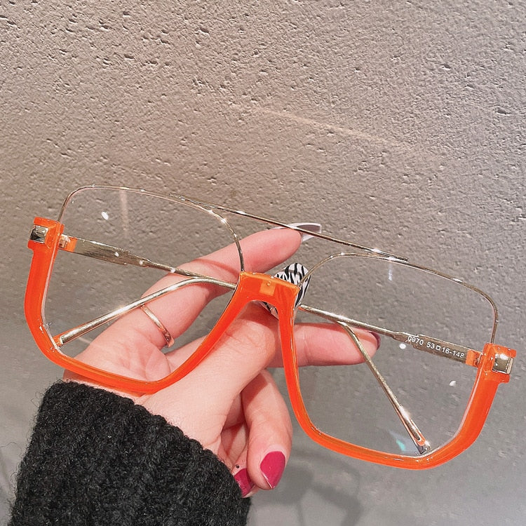 Oversized Half-Frame Square Women Eyewear