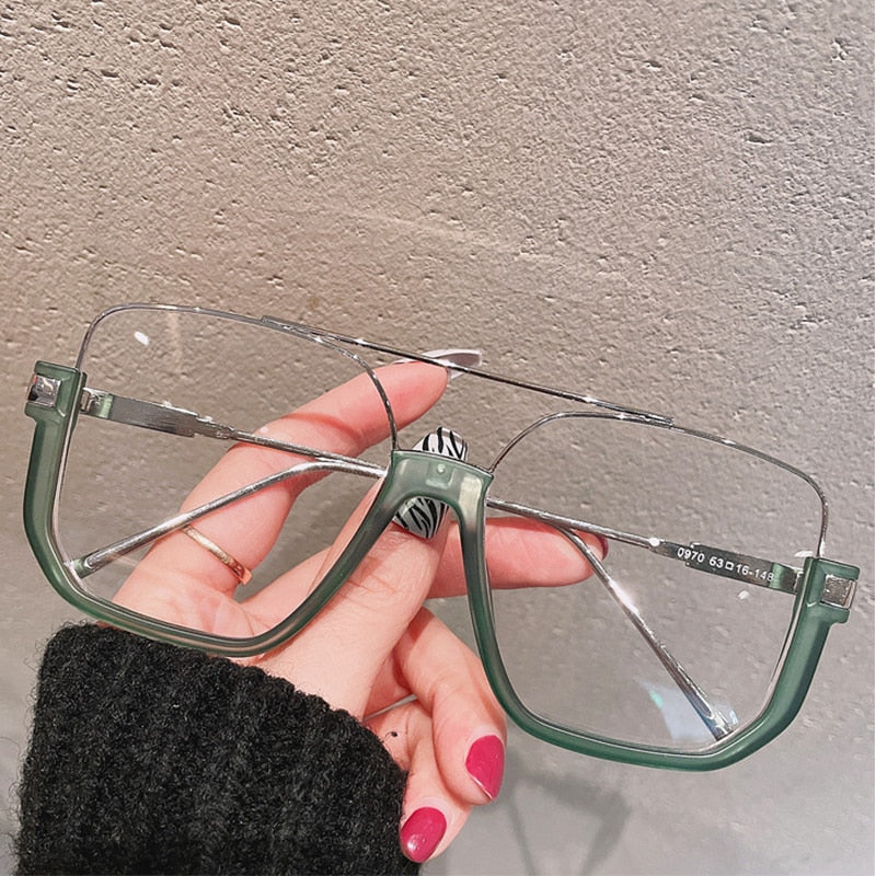 Oversized Half-Frame Square Women Eyewear