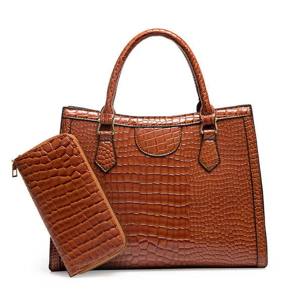 Crocodile Pattern Women Handbag Set