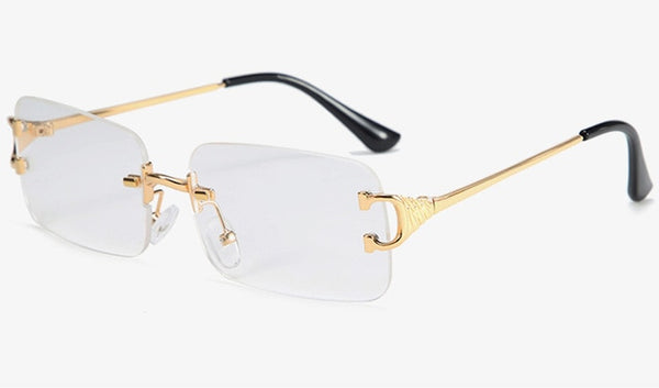 Peekaboo Rectangular Unisex Sunglasses Rimless  UV400