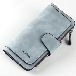 Women Dull Polish Leather Double Zipper Wallet